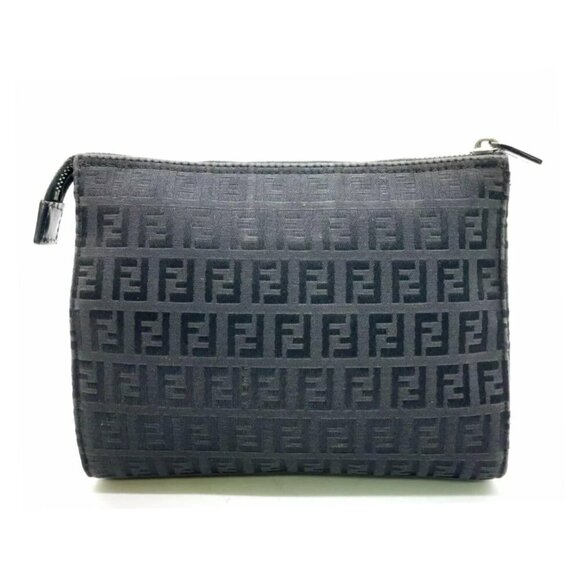 Fendi Zucca Pattern Zucchino Canvas Nylon Black Pouch 80-012625 - Picture 4 of 16